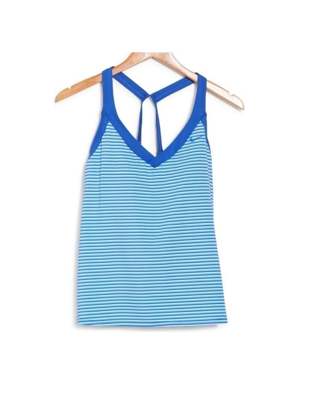 Nike Stripe V-Neck Hyper Royal Blue Stripe Tankini Top - Size Small, NWT